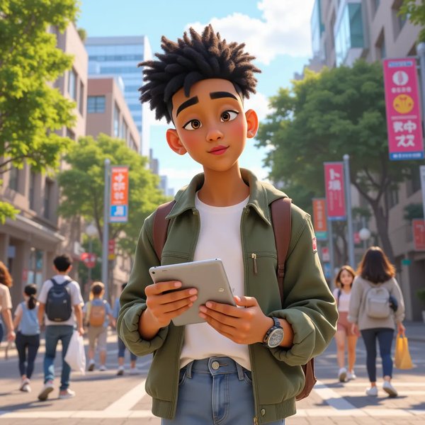 Pixar style student character