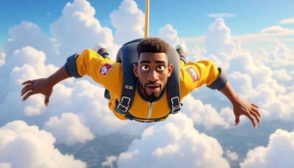 Pixar style skydiver character